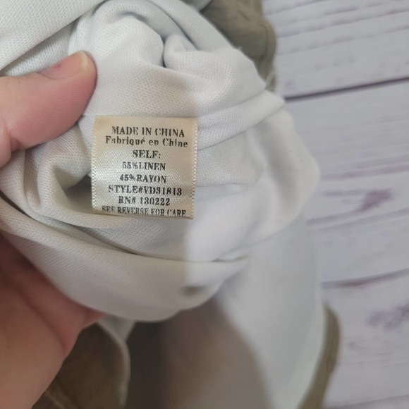 Very J Tan White Tie Dye Lace Up Front Long Sleeve Dress Womans Size Medium - Picture 5 of 5